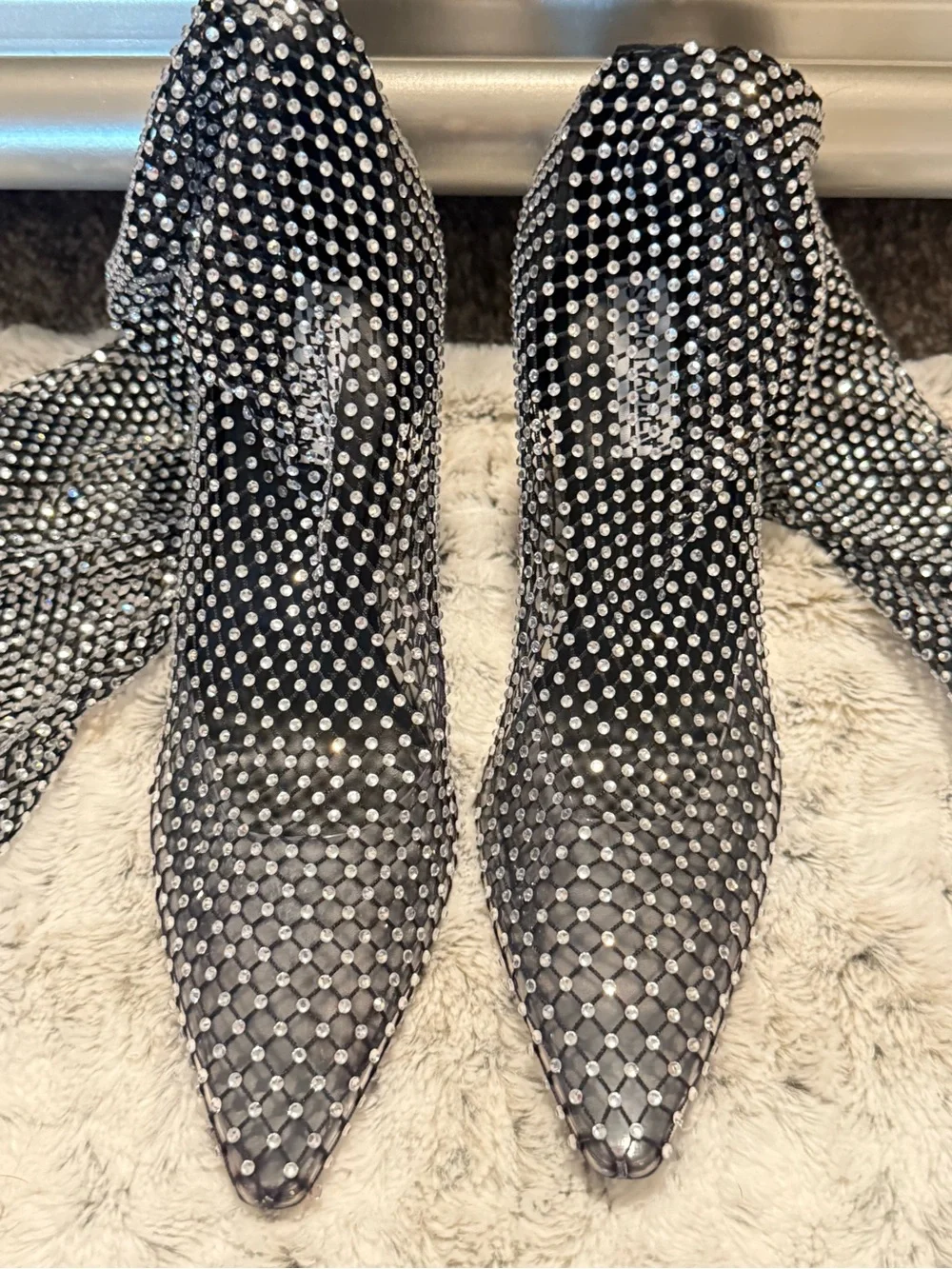 Steve Madden Sapphire Mesh Rhinestone  High Heel Over-the-Knee Boot Women’s 8